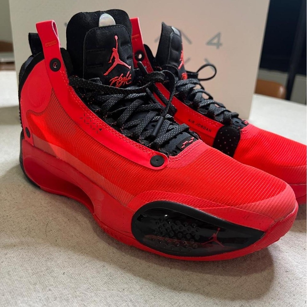 Nike Air Jordan 34 GS Infrared 23 Black Basketball Shoes BQ3384-600 Mens 7.5
